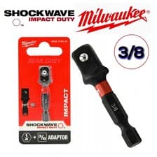 Image of Milwaukee Socket Adapter Shockwave 1/4" in Hex 3/8" in SQ Impact Duty Adaptor