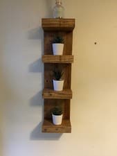 Image of Rustic Wooden Shelves Wood Shelving Display Shelf Wall Mounted 4 Tier hanging