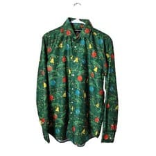 Image of Suitmeister Christmas Shirt Mens Medium Long Sleeve Bells Garland Holiday Fun