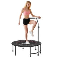 Image of HOMCOM 40" Mini Trampoline, Rebounder Jumper w/ Adjustable Handle, Black