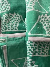 Image of Scion Mr Fox Bath Towel Hedgehog Green & Grey Denim Cotton 70x130cm Reversible