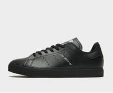 Image of ADIDAS Originals Stan Smith VULC J Youth Kids Leather Trainers ALL BLACK FY3068