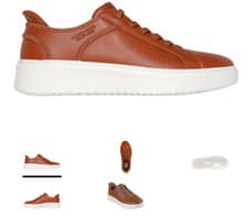 Image of SKECHERS Court Break Cognac Leather Slip-ins Sneaker Men's sizes 7-14/NEW