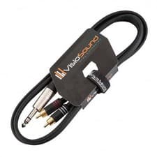 Image of 6.35mm 1/4" Stereo TRS Jack to Twin 2 x RCA Gold Phono Plug Lead / Insert Cable