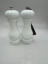 Image of Cole & Mason Capstan Salt and Pepper Mill Set Gloss White Brand New 165mm