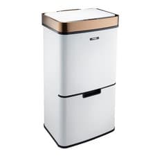 Image of Recycling Sensor Bin 75L with Food Caddy & 4 Compartments Dustbin White/Copper