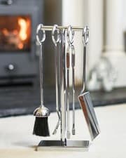 Image of Deluxe Polished Steel Contemporary Loop Handle Four Piece Companion Set - 42cm