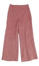Image of Jaeger Women's Trousers Pink 100% Linen Wide Leg Pocket Formal Belt Loop Zip New