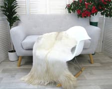 Image of GENUINE GREEK GIANT GOAT RUG LONG HAIR RARE SKIN HIDE FLOOR CHAIR COVER Go411