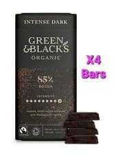 Image of Green & Black's ORGANIC 85% Dark Chocolate Bar 90g ** X4 ** NEW FREE DELIVERY 