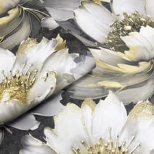 Image of Charcoal Gold Floral Wallpaper 3D Effect Metallic Shimmer Feature Wall Lounge