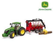 Image of Bruder John Deere 7R 350 Tractor with Forestry Trailer