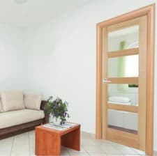 Image of internal oak door shaker 4 light clear or frosted glass unfinished oak