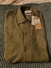 Image of Farah Mens Overshirt Shirt Olive Green 100% Cotton Brand New With Tags RRP £100