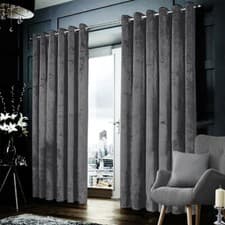 Image of Blackout Crushed Velvet Curtains Eyelet Ring Top Ready Made Lined Pair Curtains