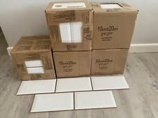 Image of Victorian Subway Bevel Brick Gloss Ceramic 10x20 cm White Wall Tiles m²