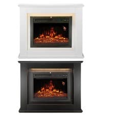 Image of Electric Fireplace Remote Control LED Log Fire Complete Modern Mantle