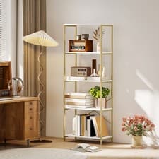 Image of 5-Tier Bookshelf, Industrial Bookcase, Display Shelving Unit