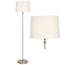 Image of Modern Antique Brass Floor Lamp Standard Light with Cream Shade