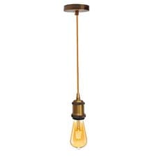 Image of Vintage Industrial Pendant Light E27 Bulb Holder Ceiling Rose Lamp Braided Cable