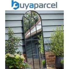 Image of Garden Trading Fulbrook Arched Wall Mirror Indoor Outdoor 170 x 60cm Window Pane