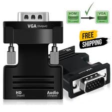 Image of Full HD 1080P HDMI to VGA Adapter with 3.5mm Audio Cable for PC Laptop