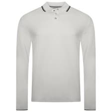 Image of M&S Mens Polo Shirt Modal Cotton Long Sleeve Regular Fit Tipped Casual Plain Top