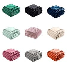 Image of Osum Chunky Cord Ribbed Blankets Warm Cozy Fleece Sofa Bed Travel Throw Overs