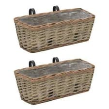 Image of Balcony Planter 2 pcs Wicker with PE Lining 40 cm vidaXL