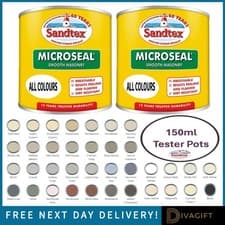 Image of SANDTEX 150ML 15 YEAR MICROSEAL SMOOTH MASONRY TESTER POT PAINTS ALL COLOURS NEW