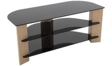 Image of AVF Up To 55 Inch TV Stand - Black Glass and Oak Effect