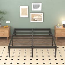 Image of Double Bed Frame 4Ft6 with Rounded Corner Legs, Heavy Duty Metal Bed Frame Small