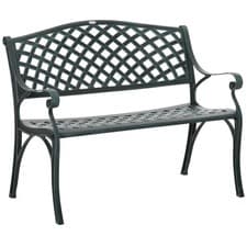 Image of Outsunny Cast Aluminium Garden Bench 2 Seater Antique Park Loveseat, Verdigris
