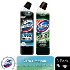 Image of Domestos Zero Limescale Toilet Descaler or Ocean Toilet Gel 750ml, 3 Pack