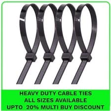 Image of CABLE TIES EXTRA STONG HEAVY DUTY BLACK LONG SHORT THICK THIN ZIP TIES