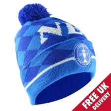 Image of Everton Bobble Hat NEC Blue 1987 Champions Adult Size - Football Gift Souvenir