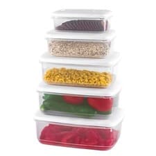 Image of Plastic Food Storage Containers Clear Boxes Cereal Food Dispenser Freezer Safe