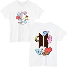 Image of BT21 BTS Tour T-Shirt Tata Chimmy Cooky RJ Shooky Koya Mang Character Fan Top