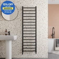 Image of Solaro Square Bar Heated Towel Rail Matt Black - 1600 x 500mm