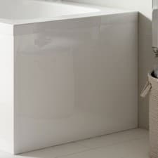 Image of Nuie Acrylic L-Shape Shower Bath End Panel 500mm H x 700mm W - Gloss White