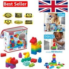 Image of Creative Learning Building Blocks - 60 Large Interlocking Pieces for Toddlers