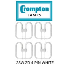 Image of 4 X CROMPTON 28W 2D 4 PIN 835 WHITE GR10Q BUTTERFLY COMPACT FLUORESCENT