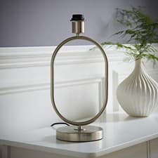 Image of Antonia Metal Oval Table Lamp Base Brushed Chrome Gold Matte Black Bedroom Light