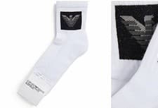 Image of EMPORIO ARMANI 3-PACK EAGLE LOGO MENS SOCKS BNIP GENUINE WHITE ANKLE SOCK 5-12