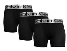 Image of CALVIN KLEIN STEEL BOXER TRUNKS UNDERWEAR 3 PACK  -BLACK- SIZE S- 2XL