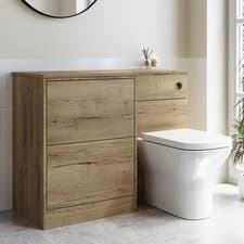 Image of 1100mm Wood Effect Toilet and Sink Unit Left Hand with Square  BUN/PALO600/91618