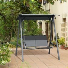 Image of 2 Seater Garden Swing Chair Outdoor Canopy Swing Bench with Adjustable Shade