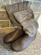 Image of Hotter Brown and Grey Mystery Mid Calf Boots Size UK 7 Wide Fit New