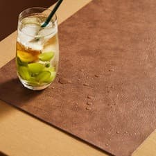 Image of Light Luxury Solid Leather Placemat Coffee Brown Table Mat Waterproof Oilproof