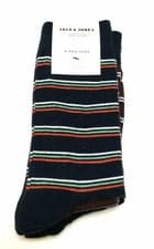 Image of Men's Jack & Jones 4 Pack of Ankle Socks One Size Plain/Stripe Cotton Blend 6-11